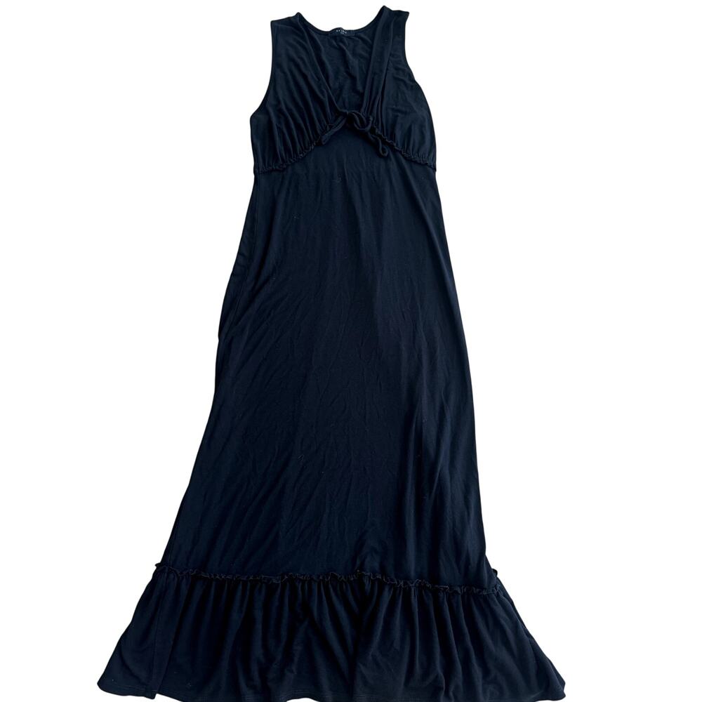 saints 21 black sleeveless maxi dress ruffle hem small